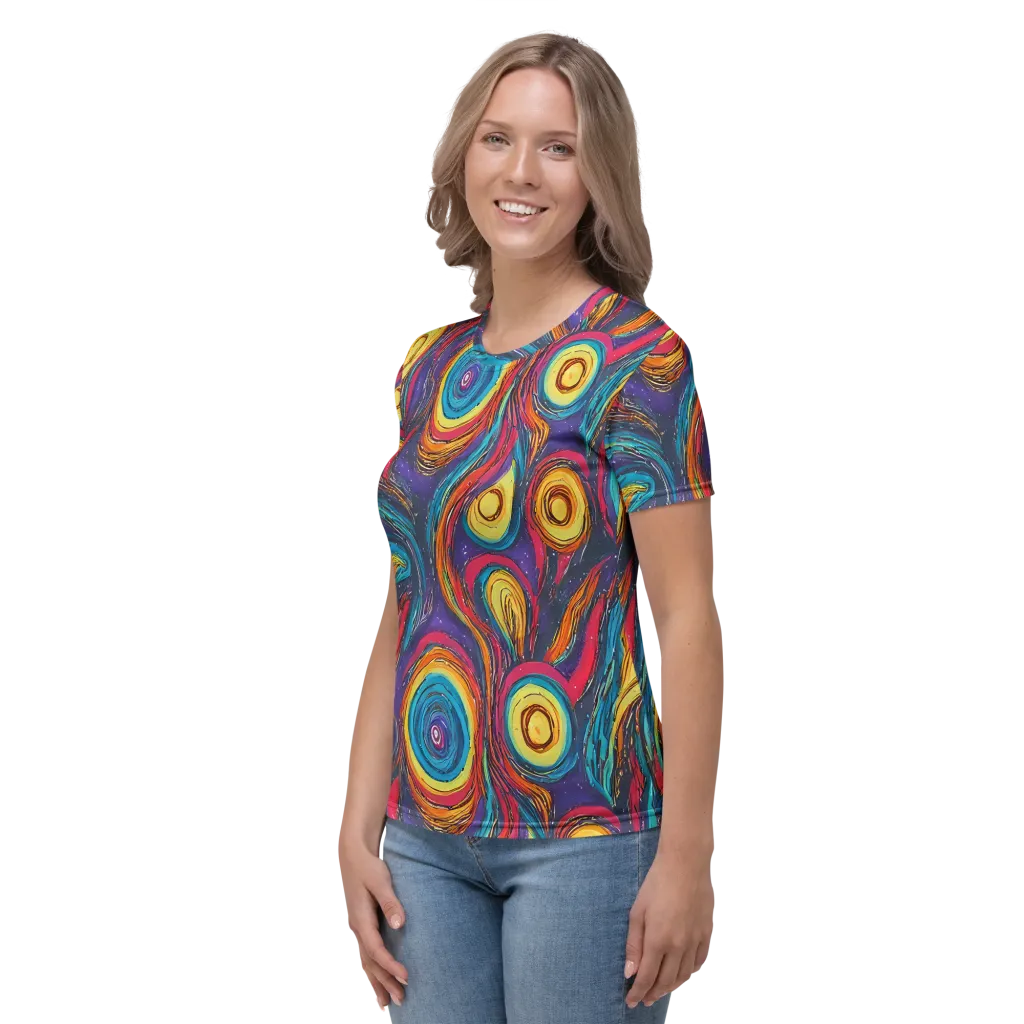 Painted Planets on Women's Crew Neck T-Shirt — Left