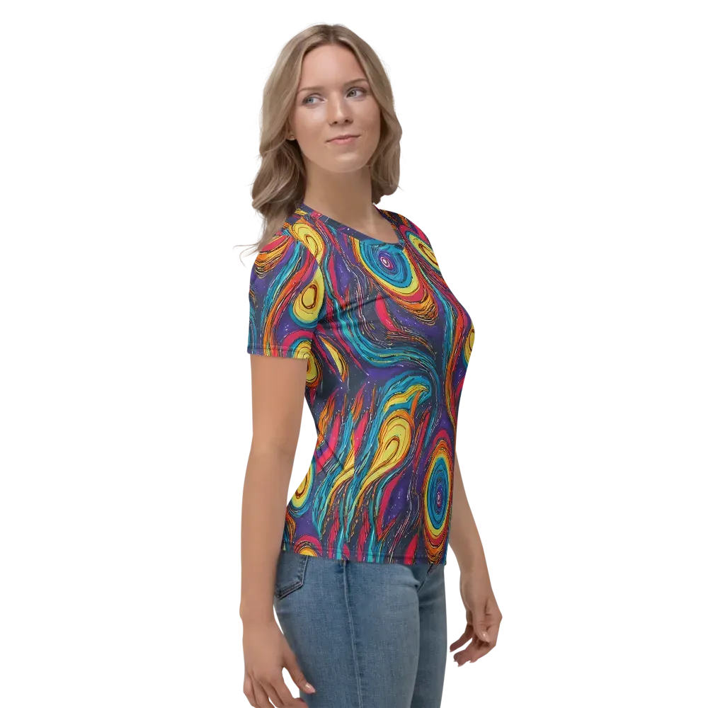 Painted Planets on Women's Crew Neck T-Shirt — Right