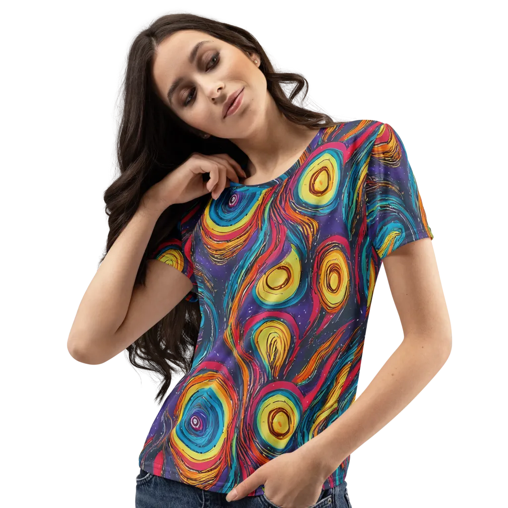 Painted Planets on Women's Crew Neck T-Shirt — Left Front