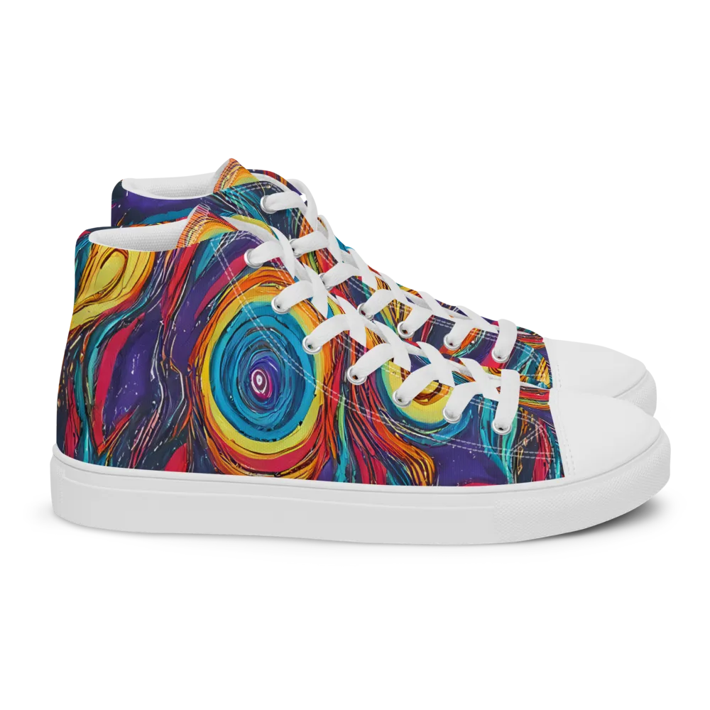 Painted Planets on Women's High Top Canvas Shoes — Right