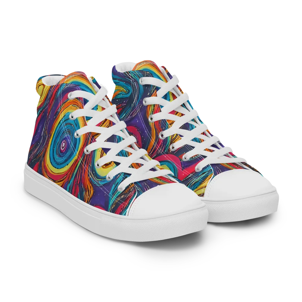 Painted Planets on Women's High Top Canvas Shoes — Right Front