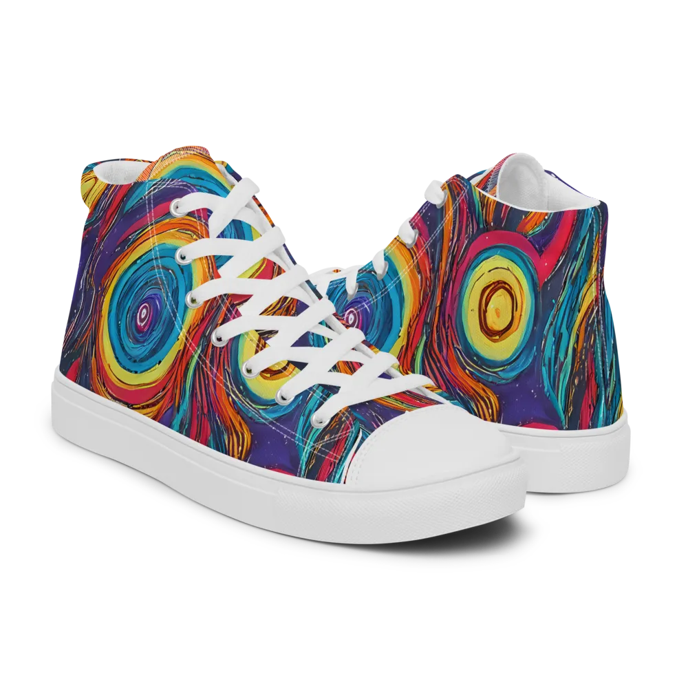 Painted Planets on Women's High Top Canvas Shoes — Right