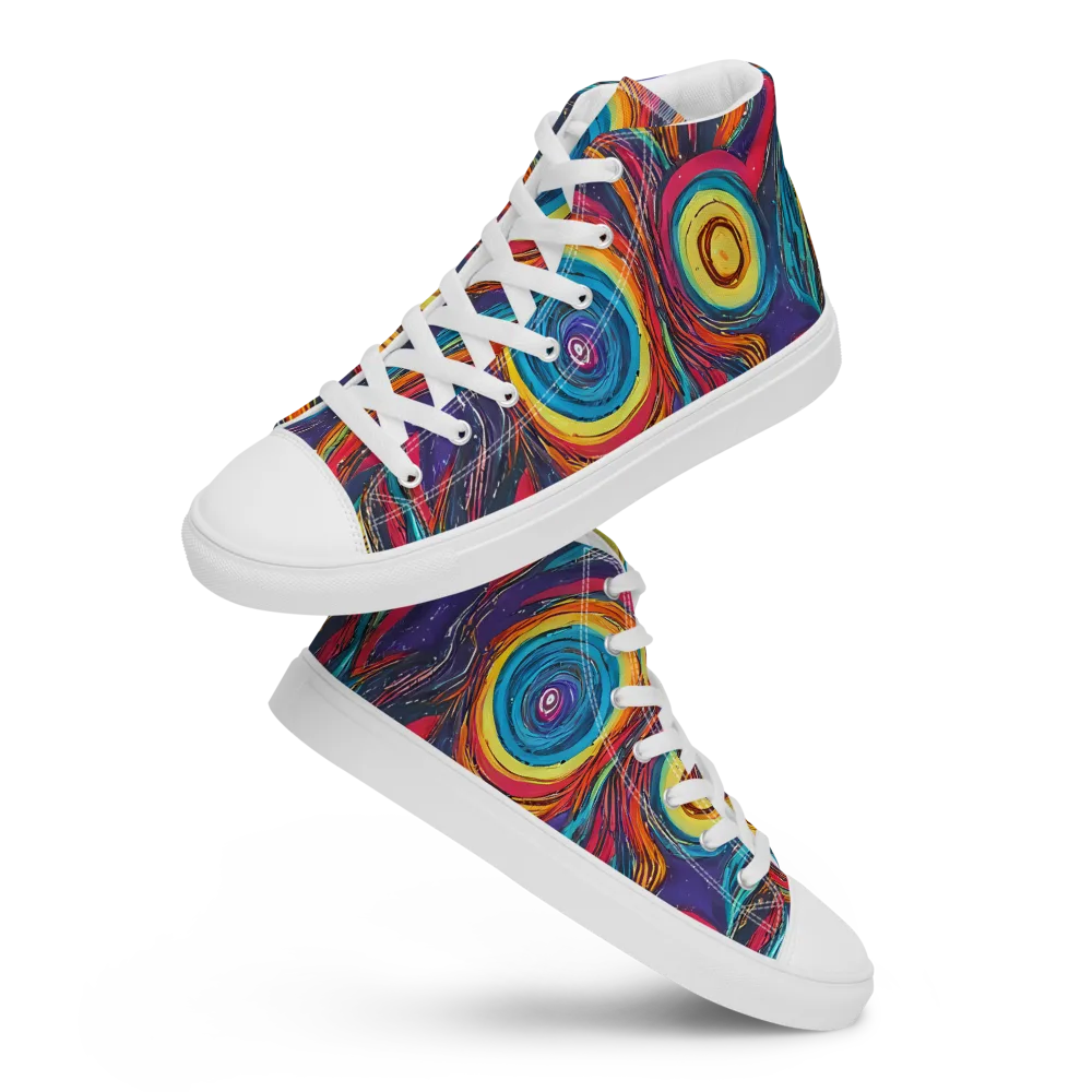 Painted Planets on Women's High Top Canvas Shoes — Front