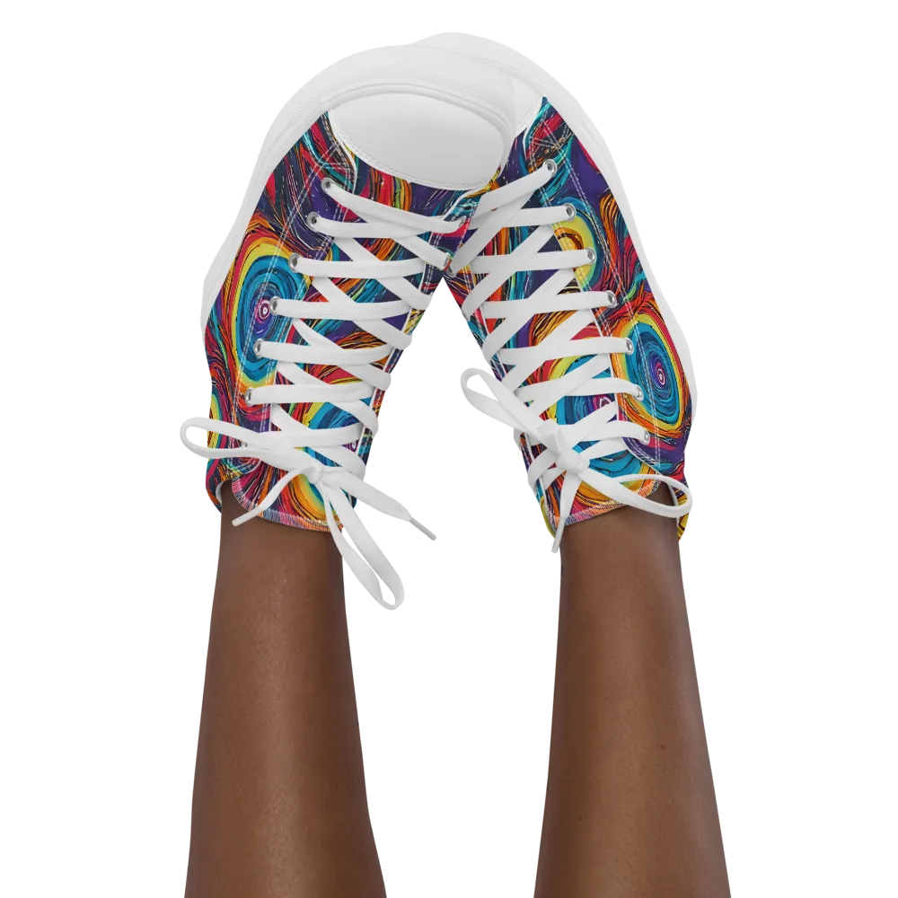Painted Planets on Women's High Top Canvas Shoes — Front