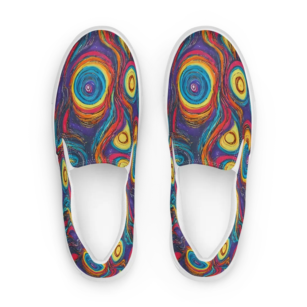 Painted Planets on Men's Slip-On Canvas Shoes — Front