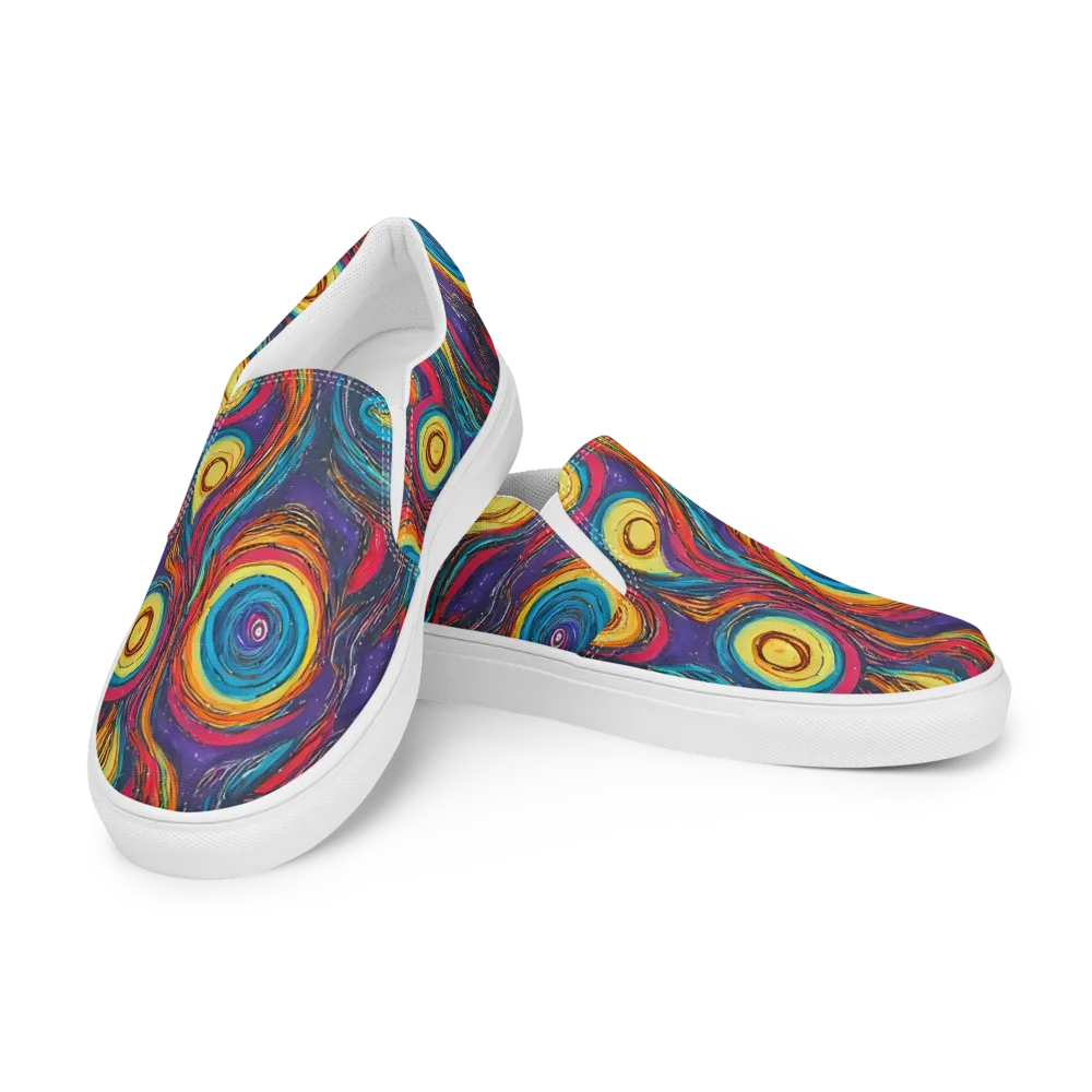 Painted Planets on Men's Slip-On Canvas Shoes — Left Front