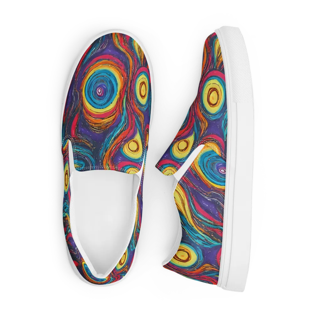 Painted Planets on Men's Slip-On Canvas Shoes — Front
