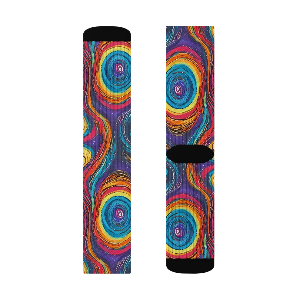 Painted Planets on Socks — Left Sock