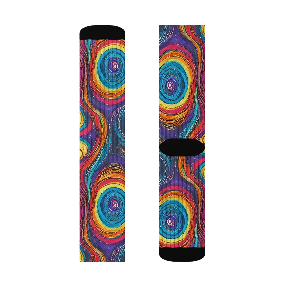 Painted Planets on Socks — Right Sock