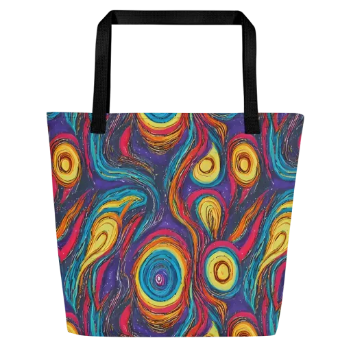 Painted Planets on a Large Tote Bag W/ Pocket
