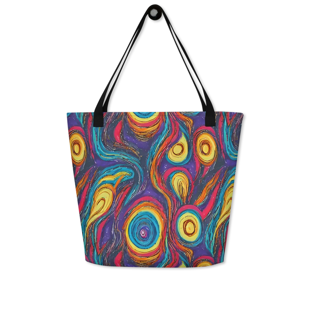 Painted Planets on Large Tote Bag W/ Pocket — Front