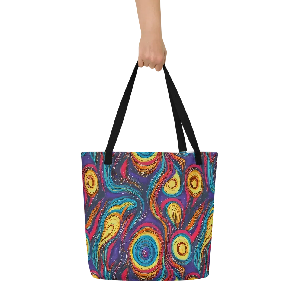 Painted Planets on Large Tote Bag W/ Pocket — Front