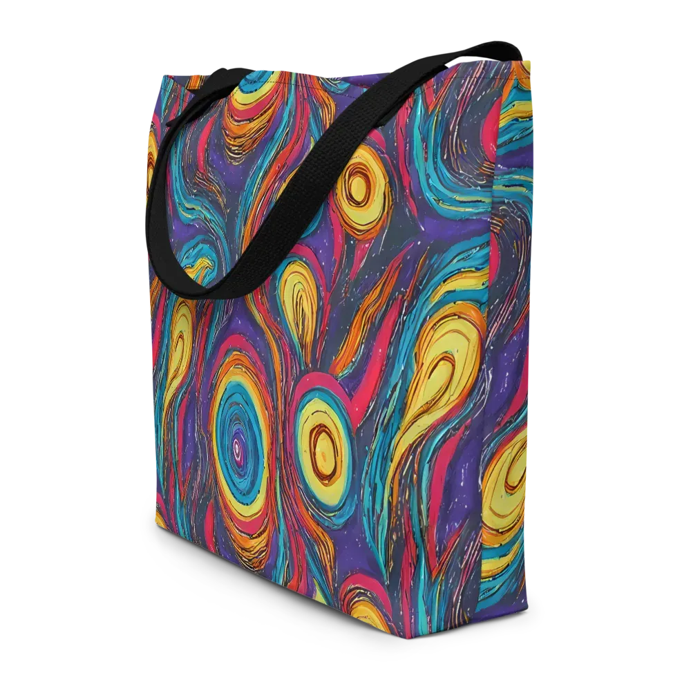 Painted Planets on Large Tote Bag W/ Pocket — Front