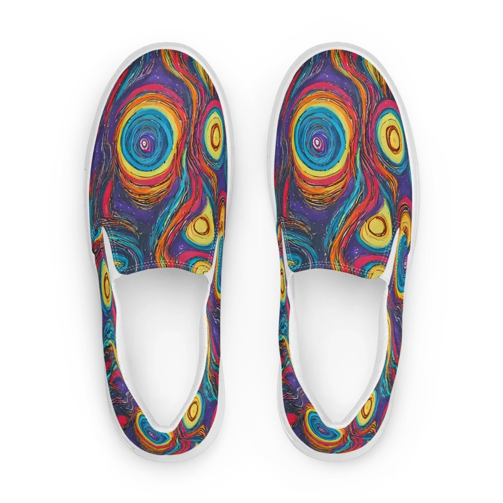 Painted Planets on Women's Slip-On Canvas Shoes — Front