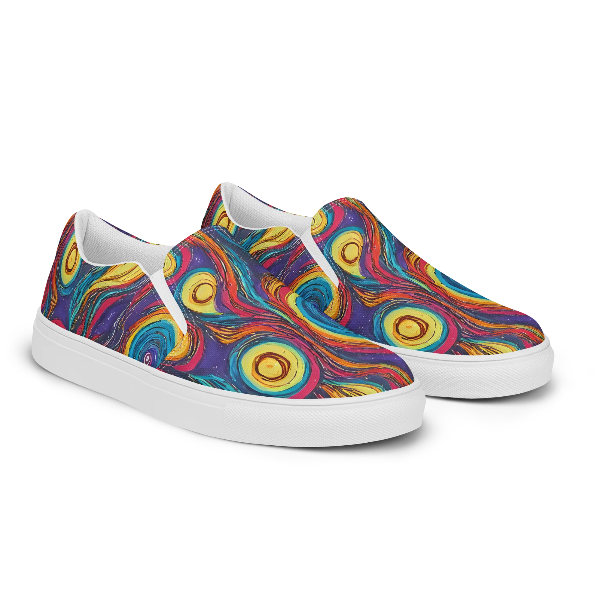 Painted Planets on Women's Slip-On Canvas Shoes — Right Front