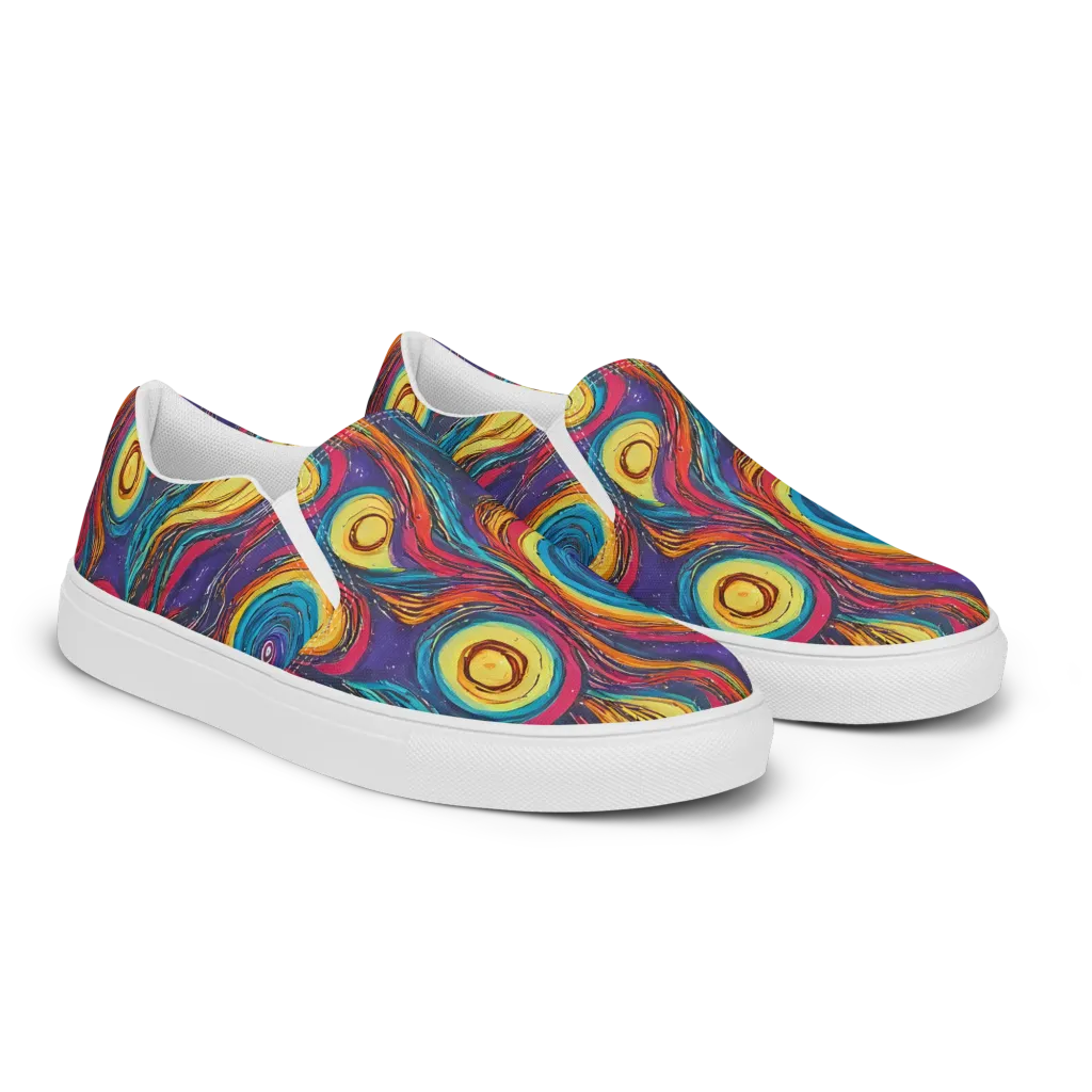 Painted Planets on Women's Slip-On Canvas Shoes — Right Front