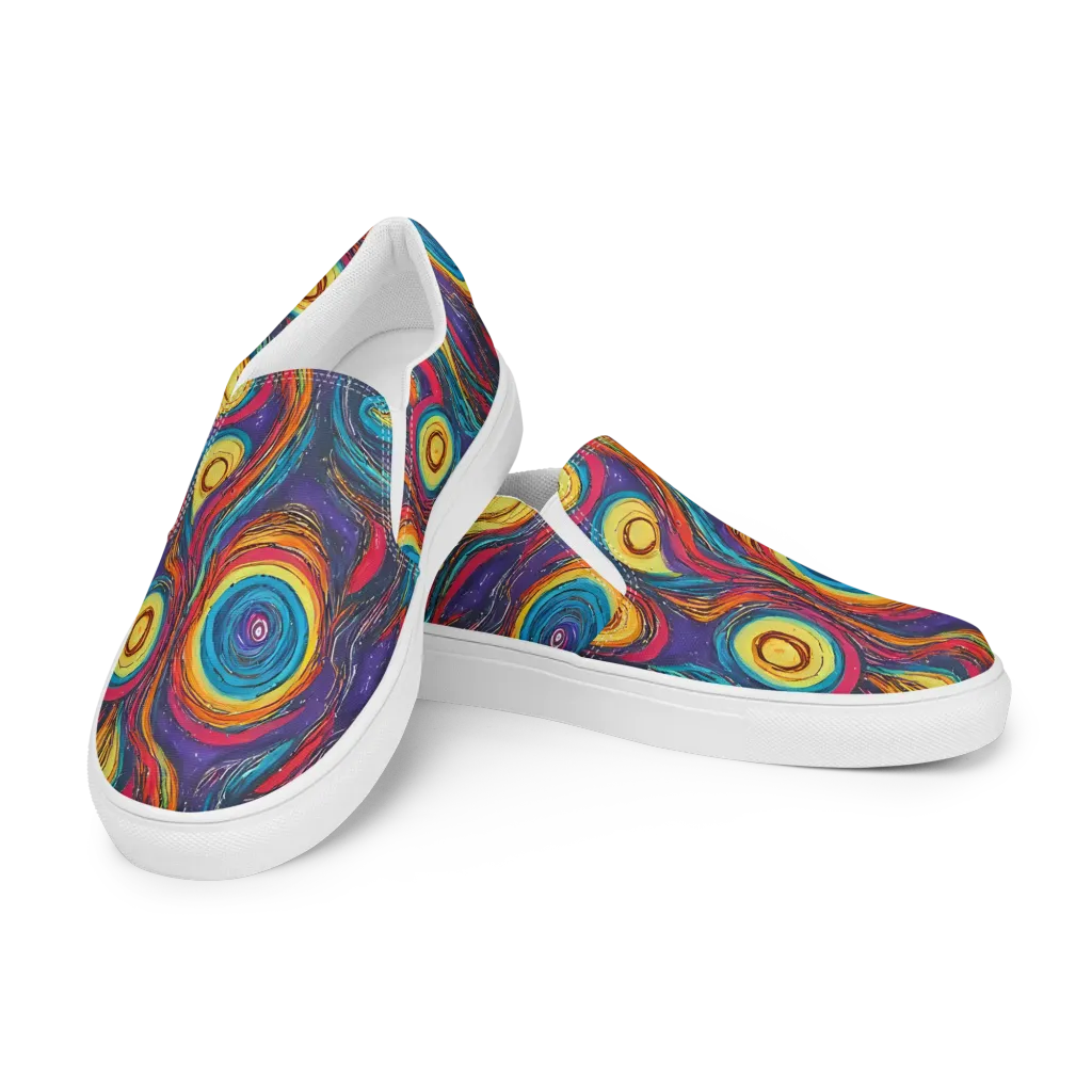 Painted Planets on Women's Slip-On Canvas Shoes — Left Front