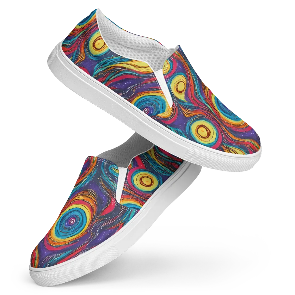 Painted Planets on Women's Slip-On Canvas Shoes — Front