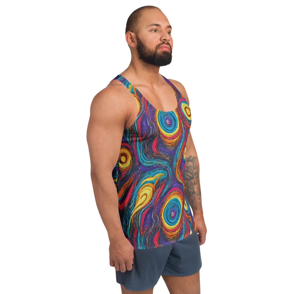 Painted Planets on Men's Tank Top — Right Front