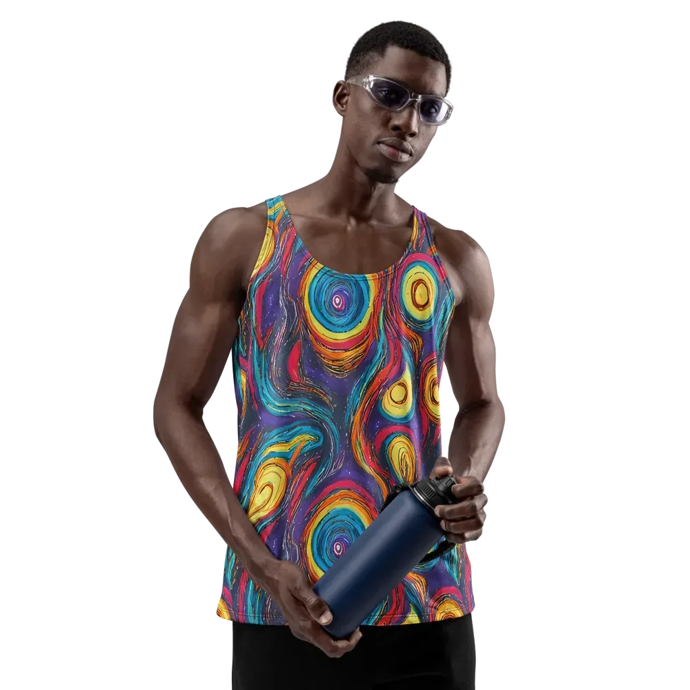 Painted Planets on Men's Tank Top — Front