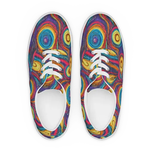 Painted Planets on a Men's Lace-Up Canvas Shoes