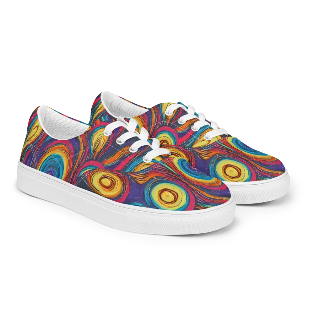 Painted Planets on Men's Lace-Up Canvas Shoes — Right Front