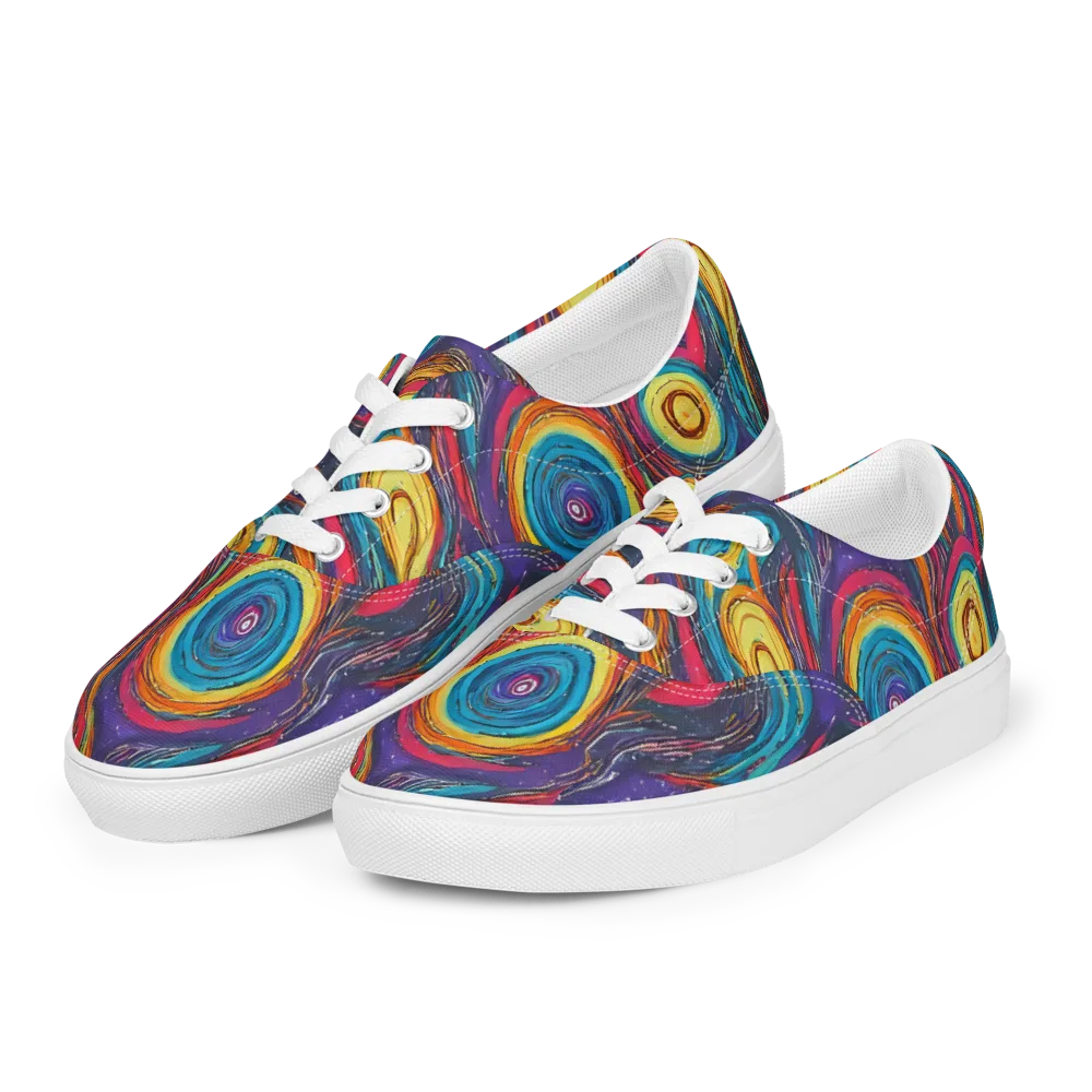 Painted Planets on Men's Lace-Up Canvas Shoes — Left Front