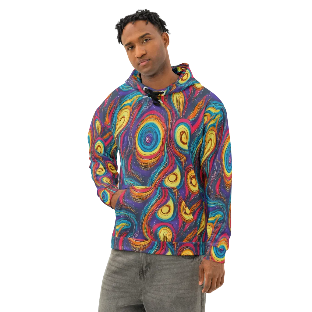 Painted Planets on Cotton Hoodie — Left Front