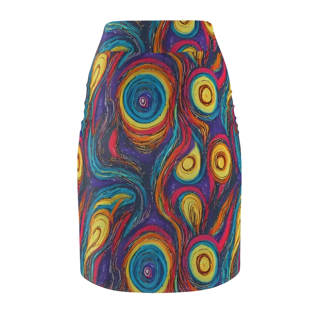 Painted Planets on Pencil Skirt — Back