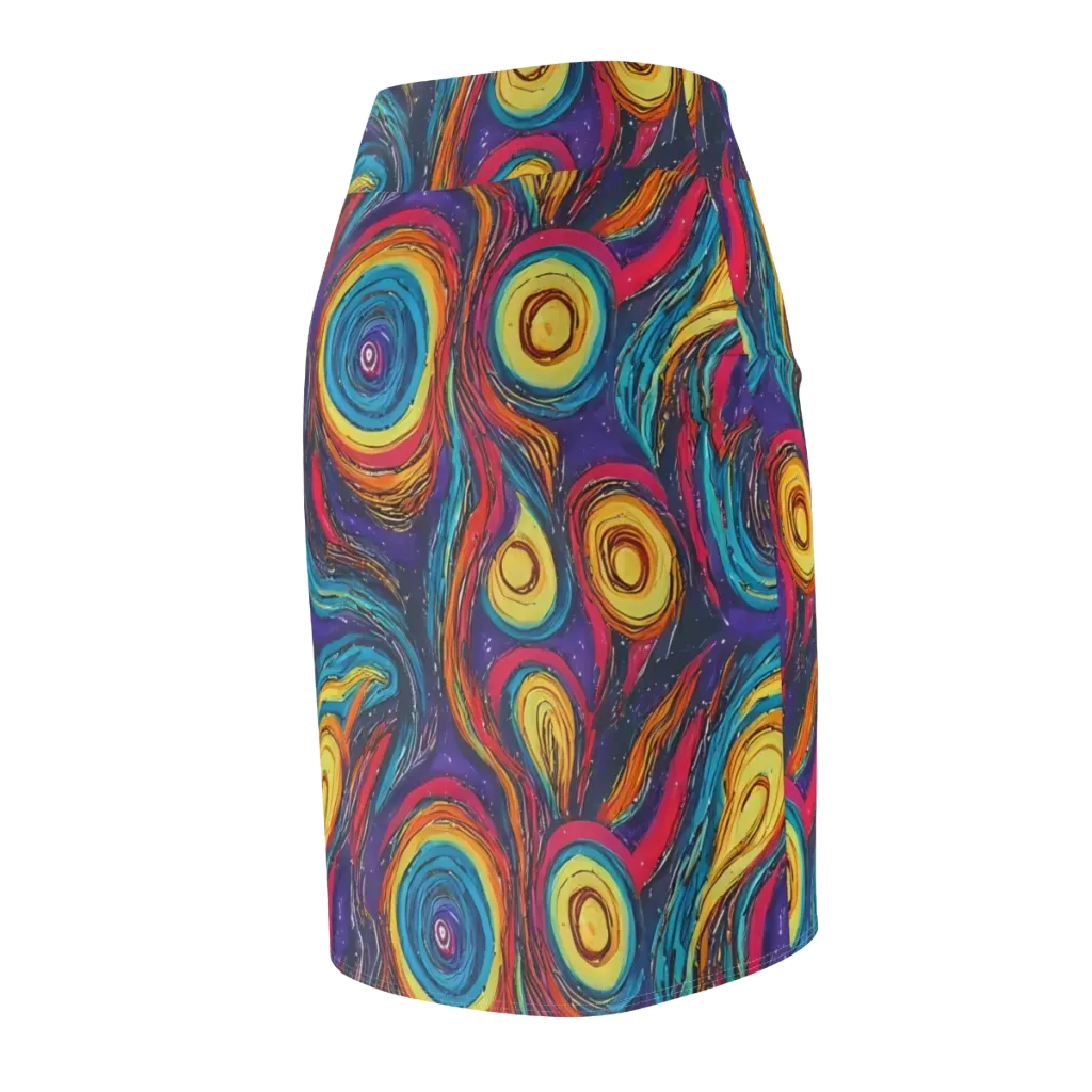 Painted Planets on Pencil Skirt — Back Side