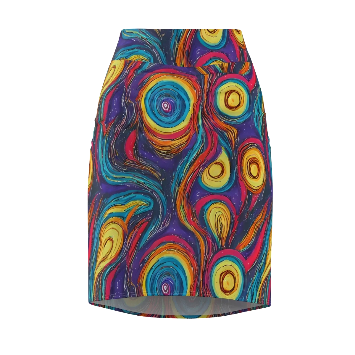 Painted Planets on Pencil Skirt — Front