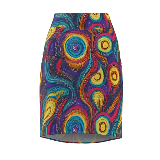 Painted Planets on a Pencil Skirt