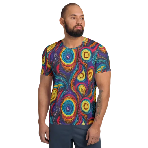 Painted Planets on a Men's Athletic T-Shirt