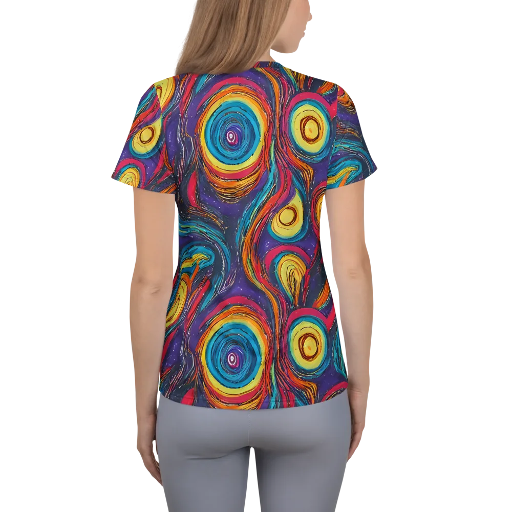Painted Planets on Women's Athletic T-Shirt — Back