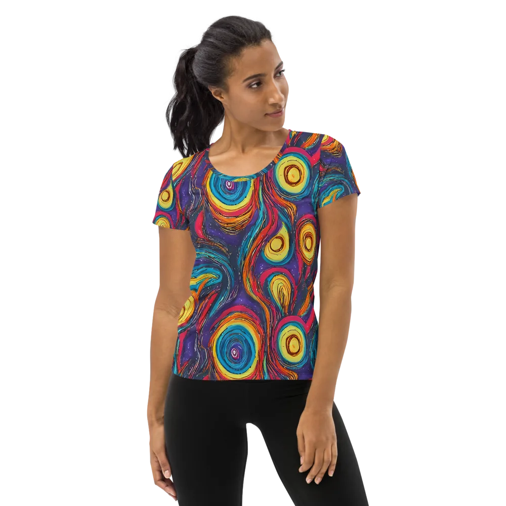 Painted Planets on Women's Athletic T-Shirt — Front