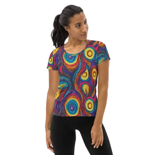 Painted Planets on a Women's Athletic T-Shirt