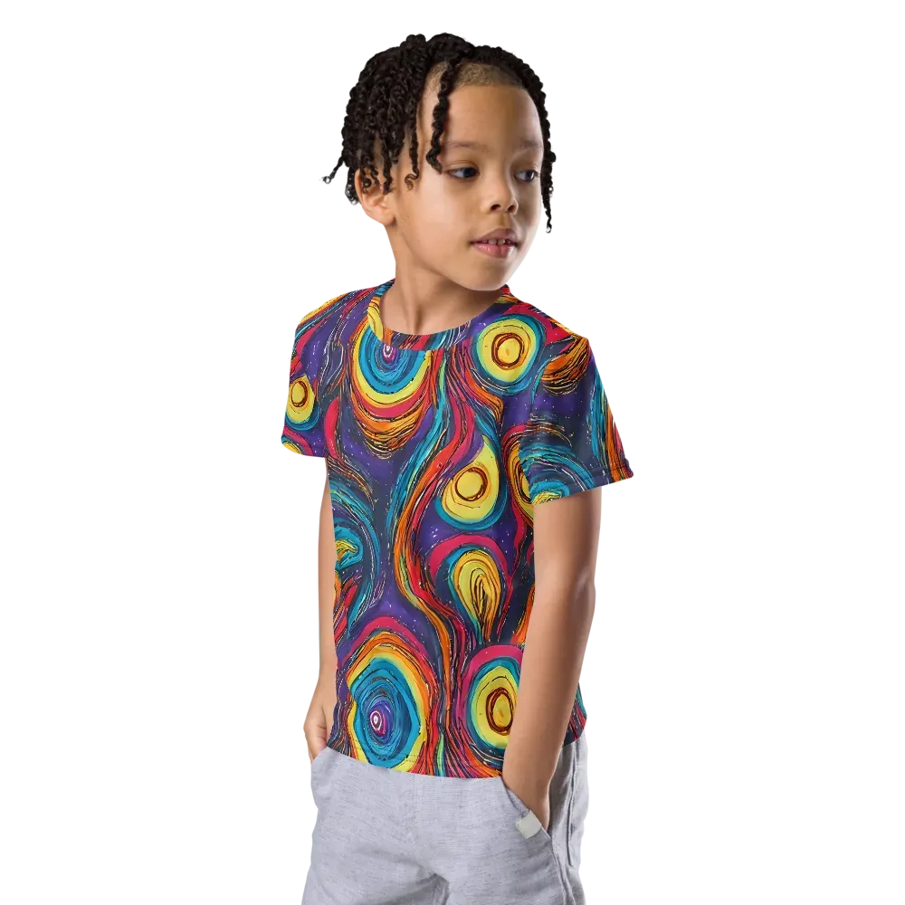 Painted Planets on Kids Crew Neck T-Shirt — Left Front