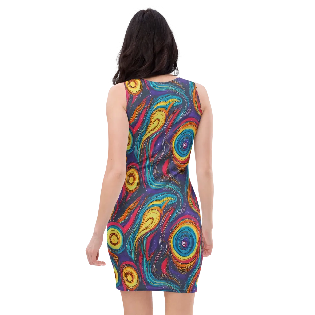 Painted Planets on Bodycon Dress — Back