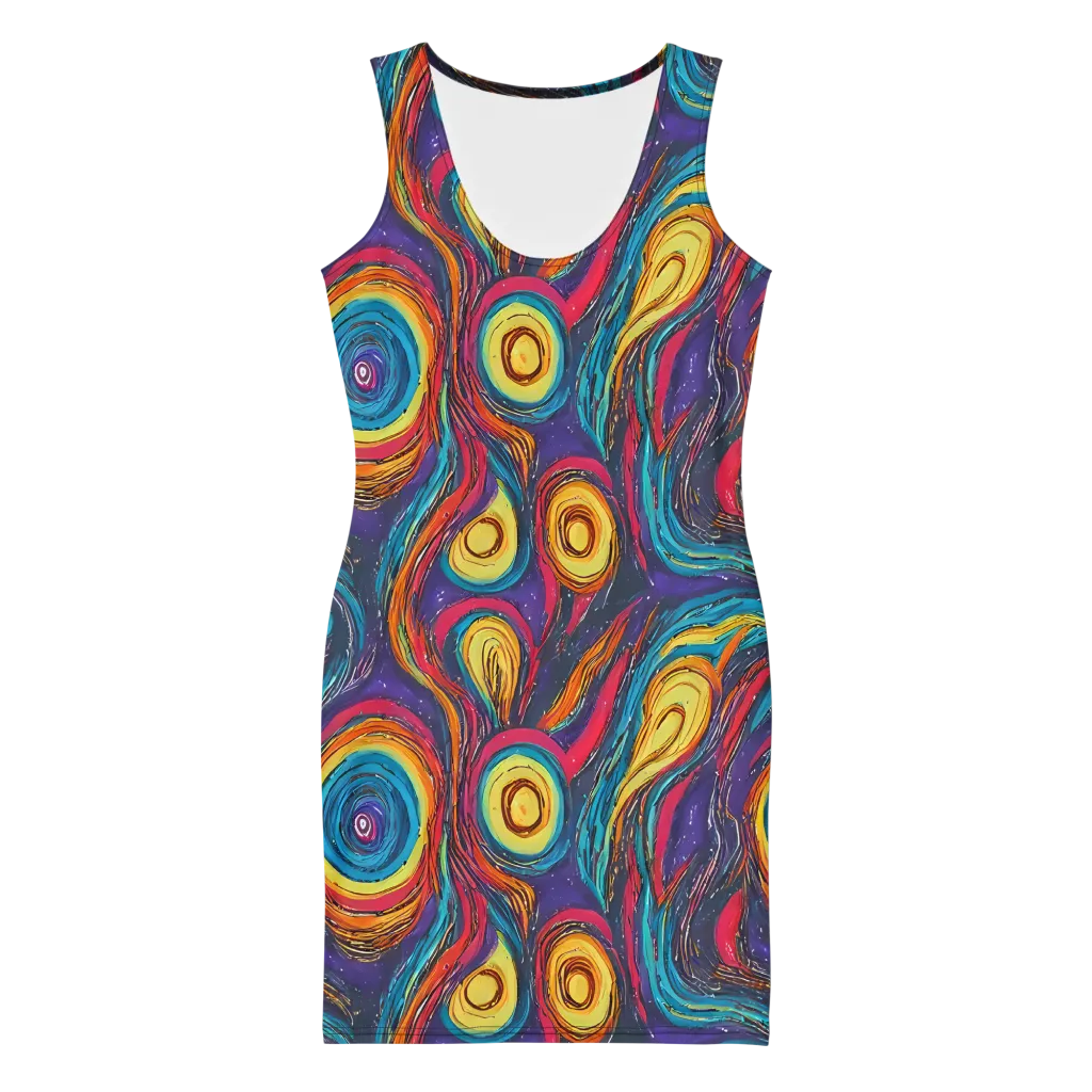 Painted Planets on Bodycon Dress — Front