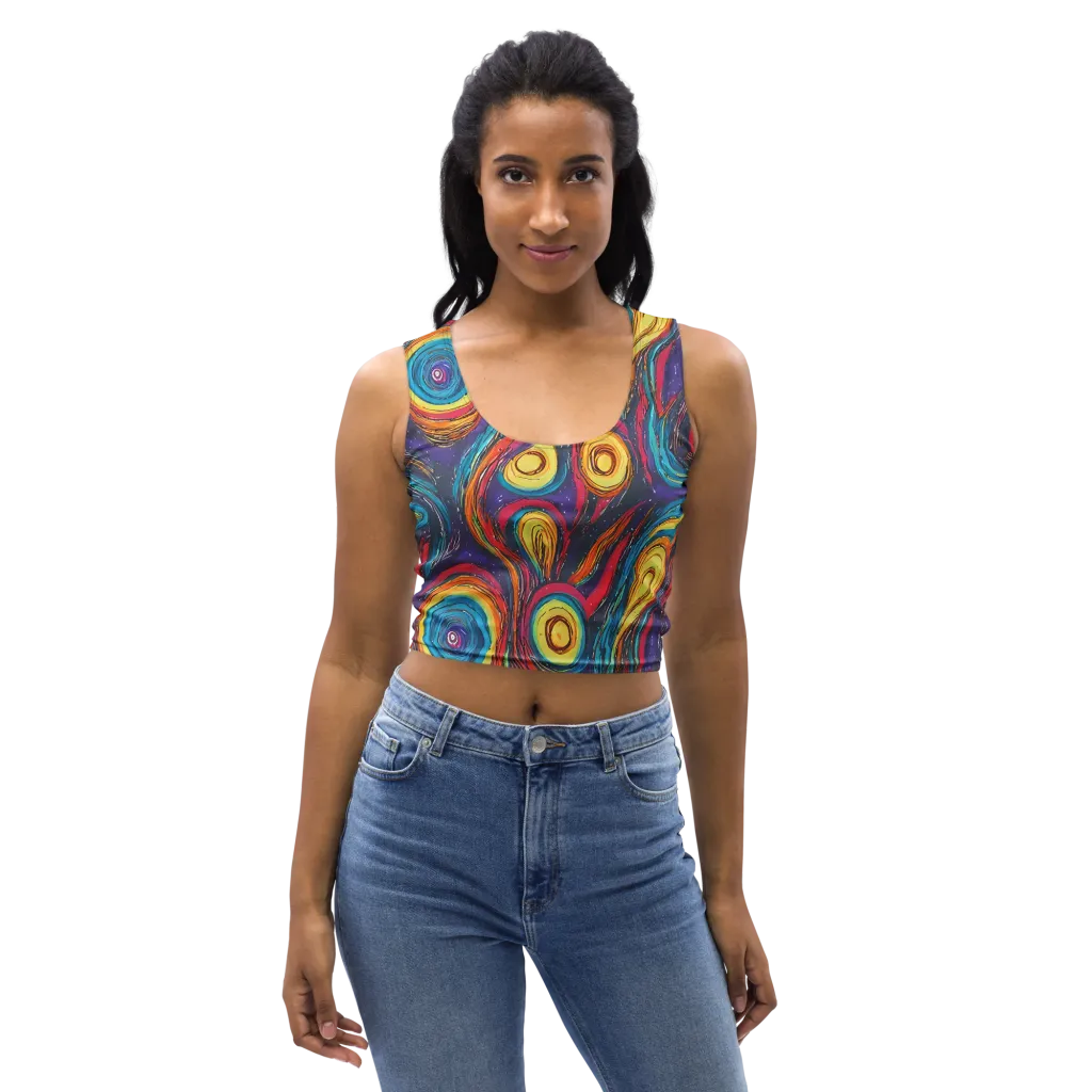 Painted Planets on Crop Top — Front