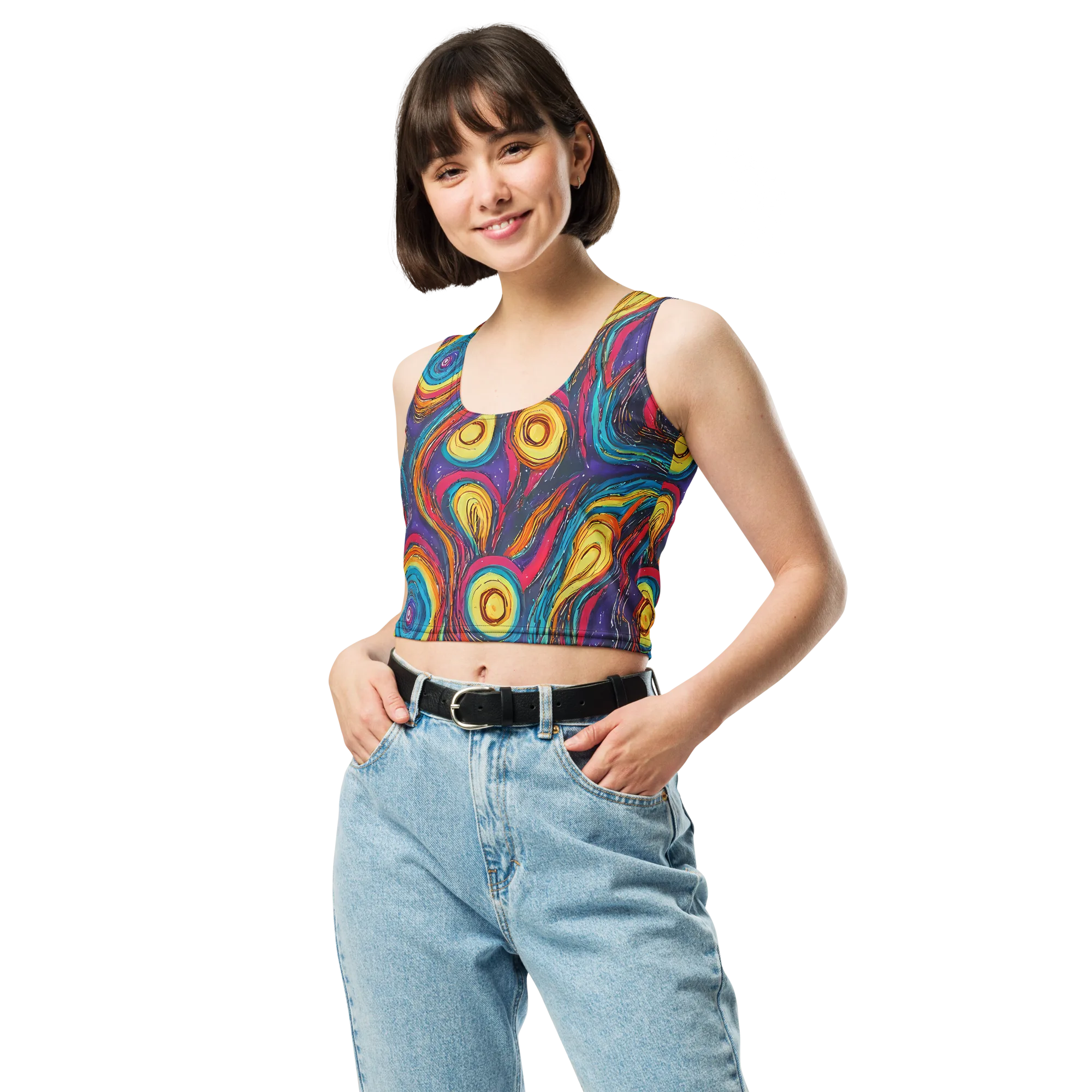 Painted Planets on Crop Top — Front
