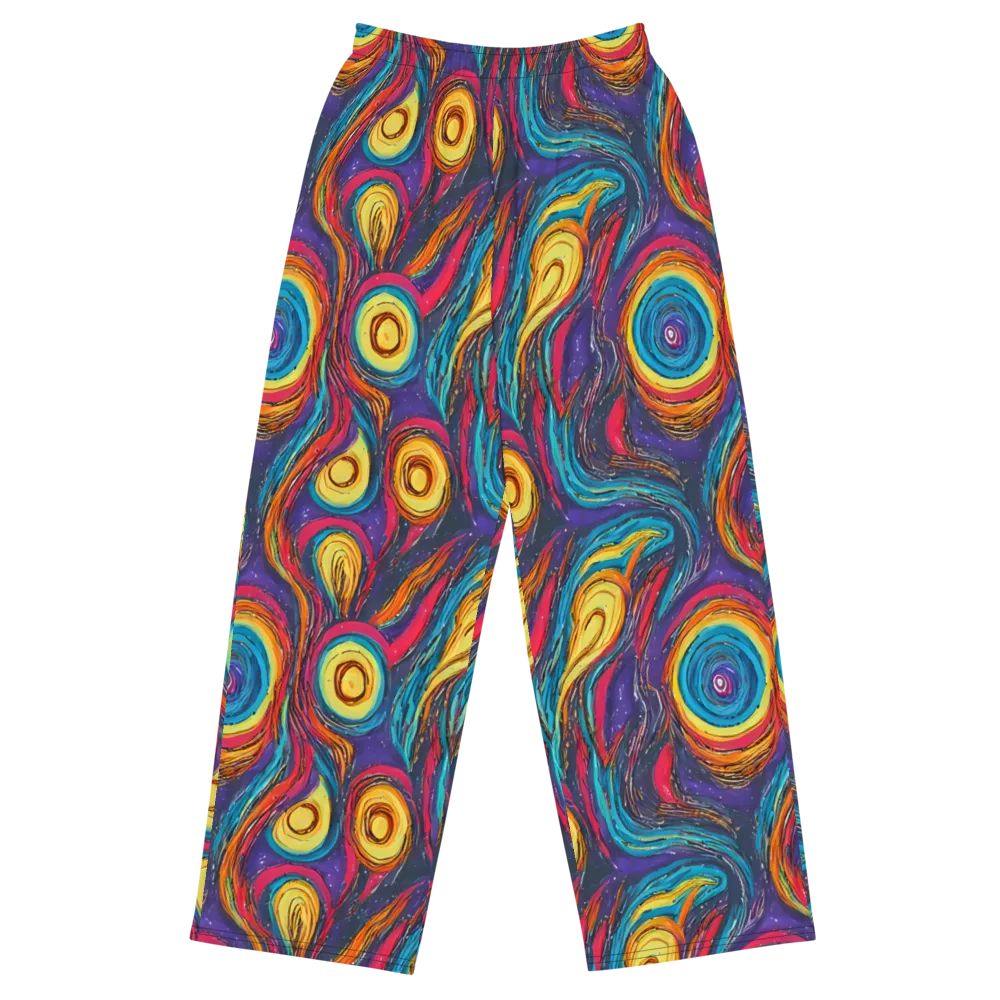 Painted Planets on Wide-Leg Pants — Front