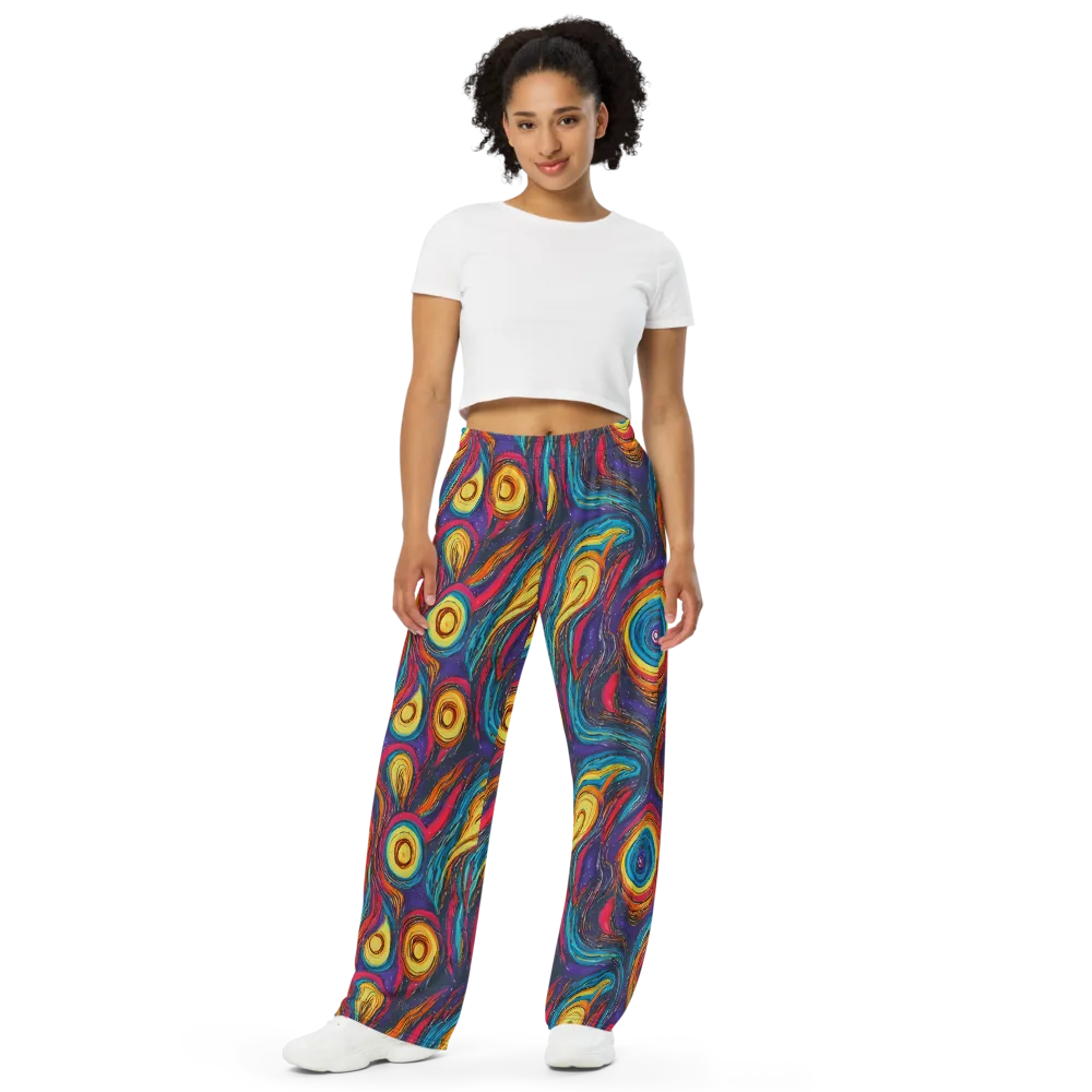 Painted Planets on Wide-Leg Pants — Front
