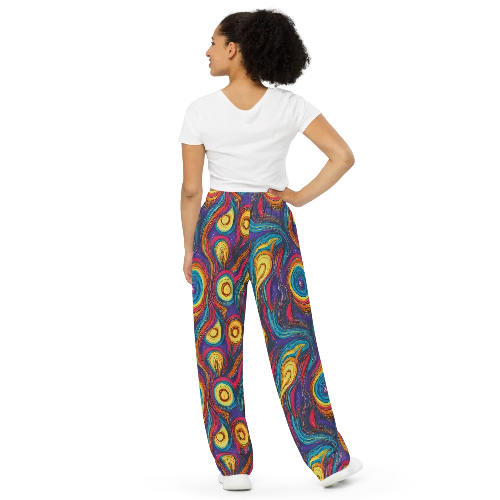 Painted Planets on Wide-Leg Pants — Back