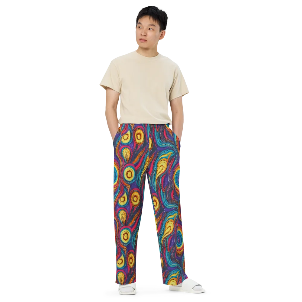 Painted Planets on Wide-Leg Pants — Front
