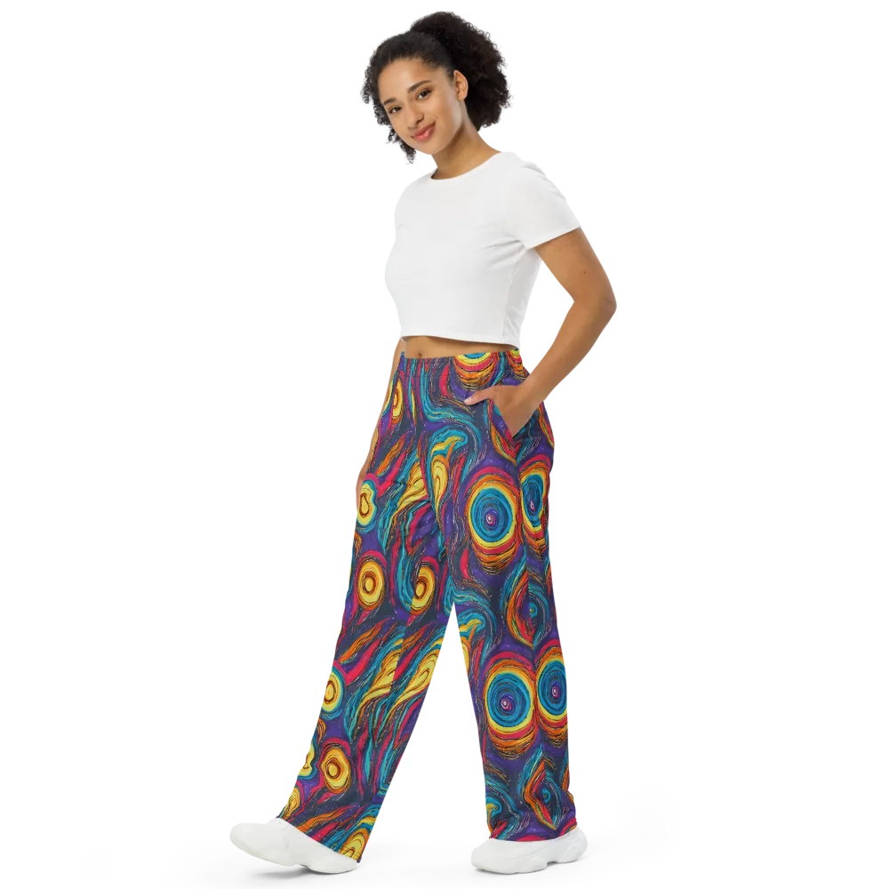Painted Planets on Wide-Leg Pants — Left Front