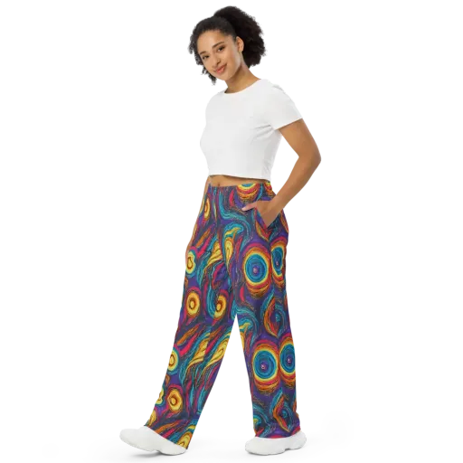 Painted Planets on a Wide-Leg Pants