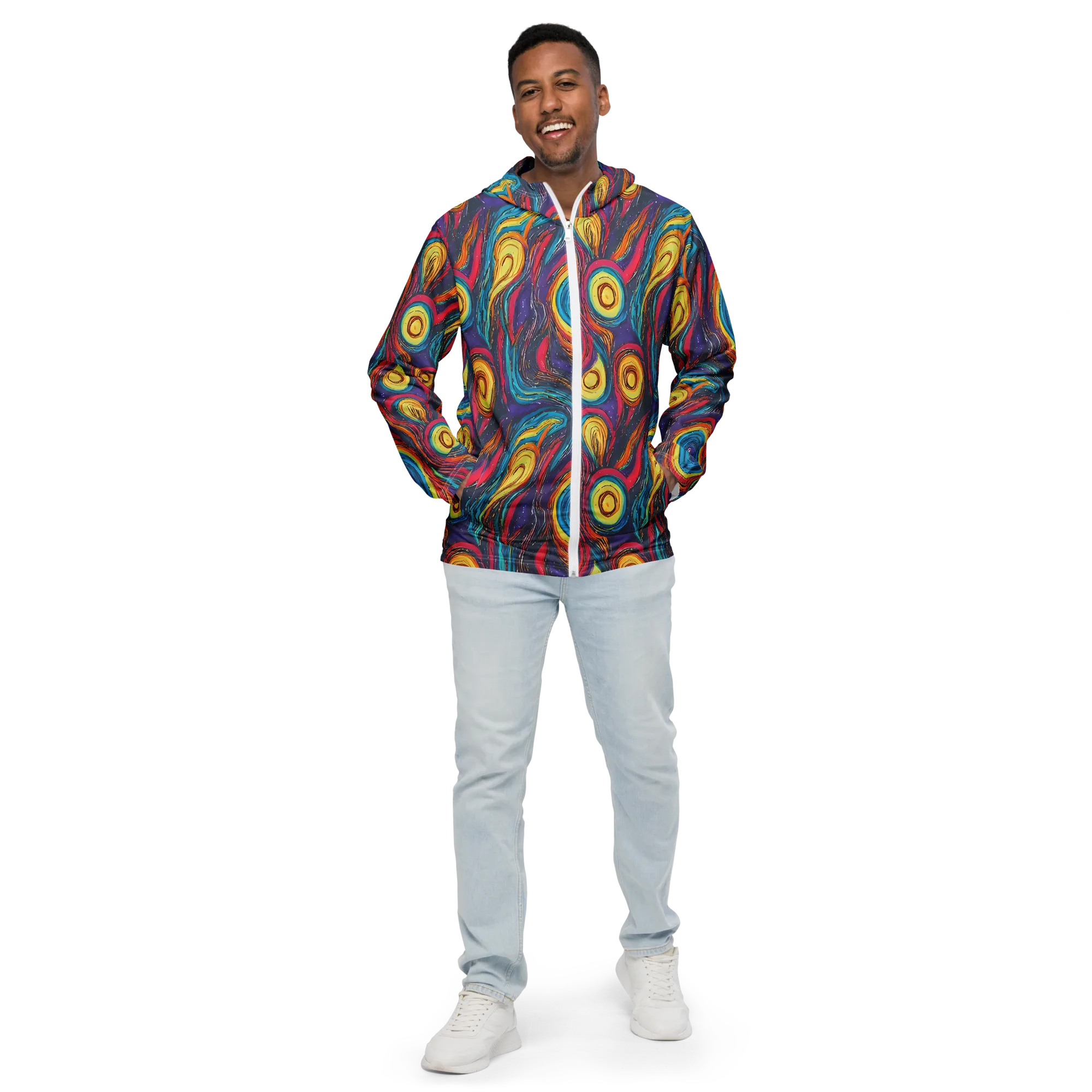 Painted Planets on Men's Windbreaker — Front