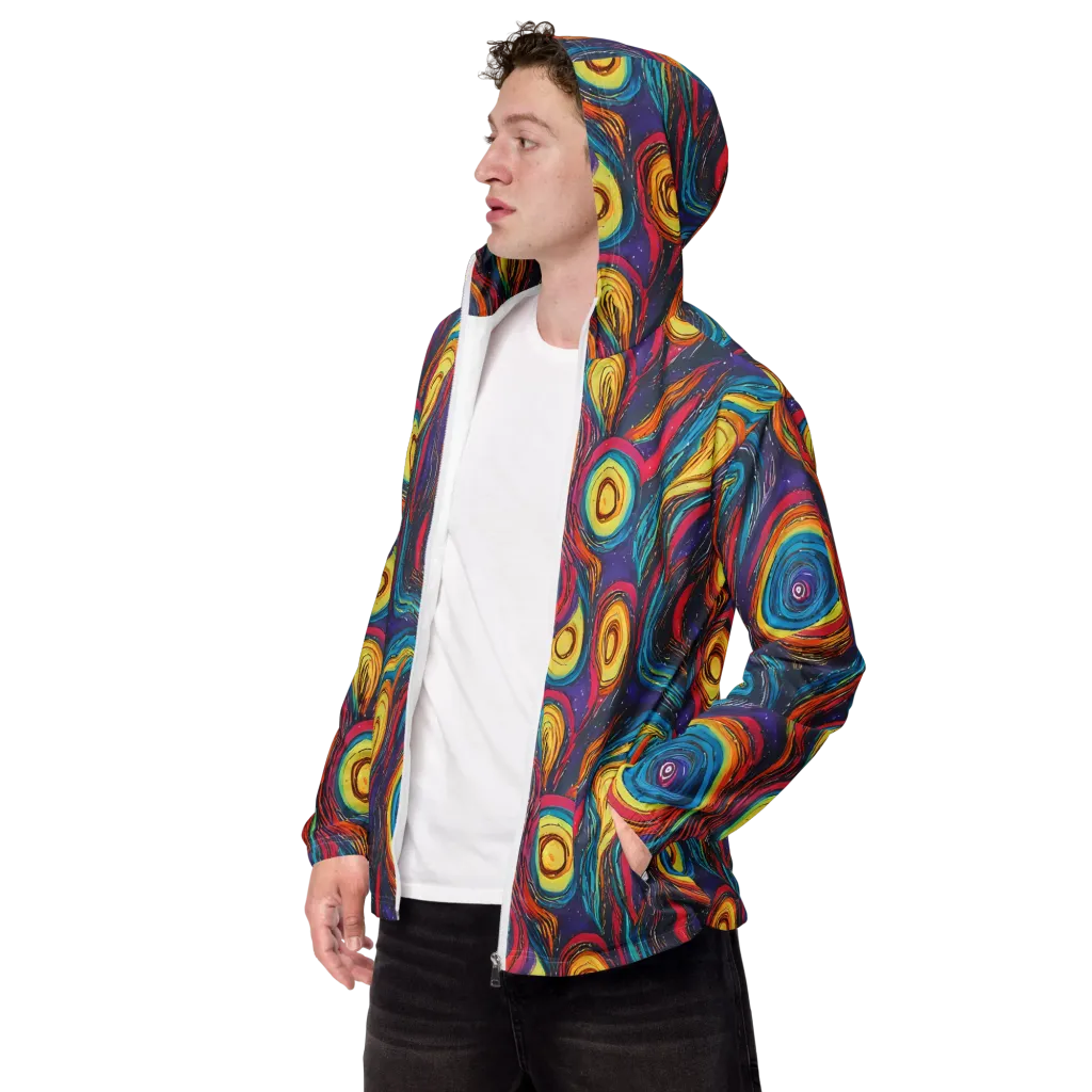 Painted Planets on Men's Windbreaker — Left Front
