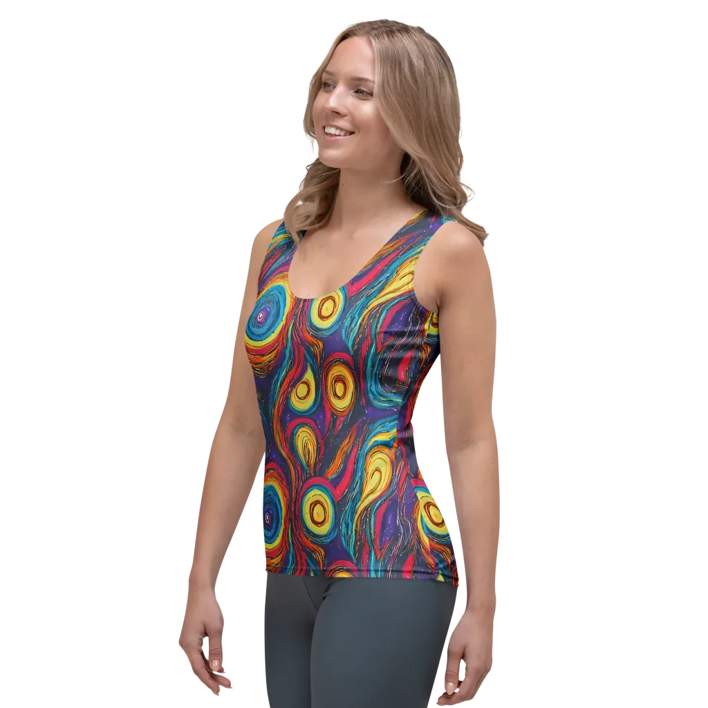 Painted Planets on Women's Tank Top — Left Front